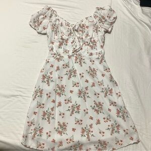 White and pink floral sundress with corset front
